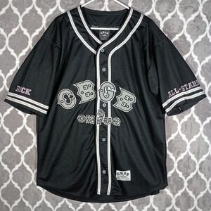 CBGB Shirt Men L Black OMFUG 73 Punk Rock New York Button Front Baseball Jersey